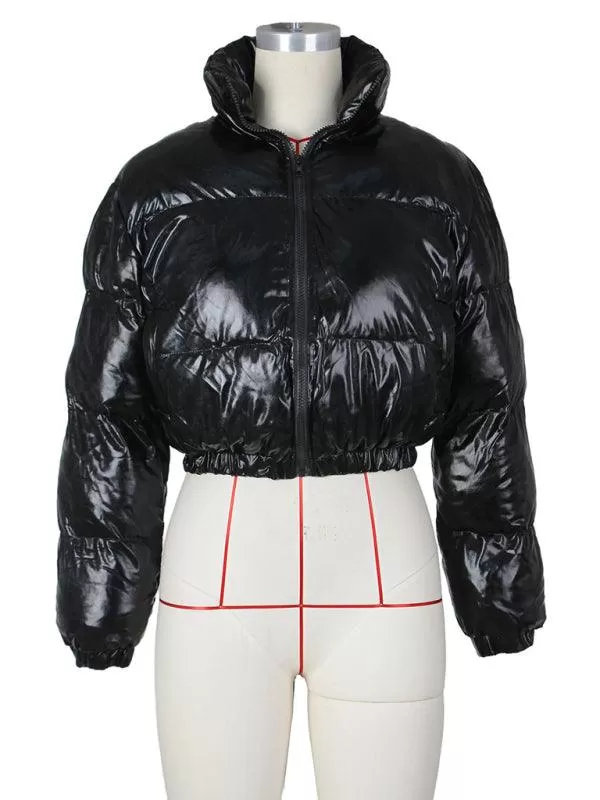 Glossy Parka Women Crop Jacket