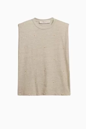 Golden Goose Scattered Pearl Sleeveless T-Shirt - Melange Grey/ Heritage White