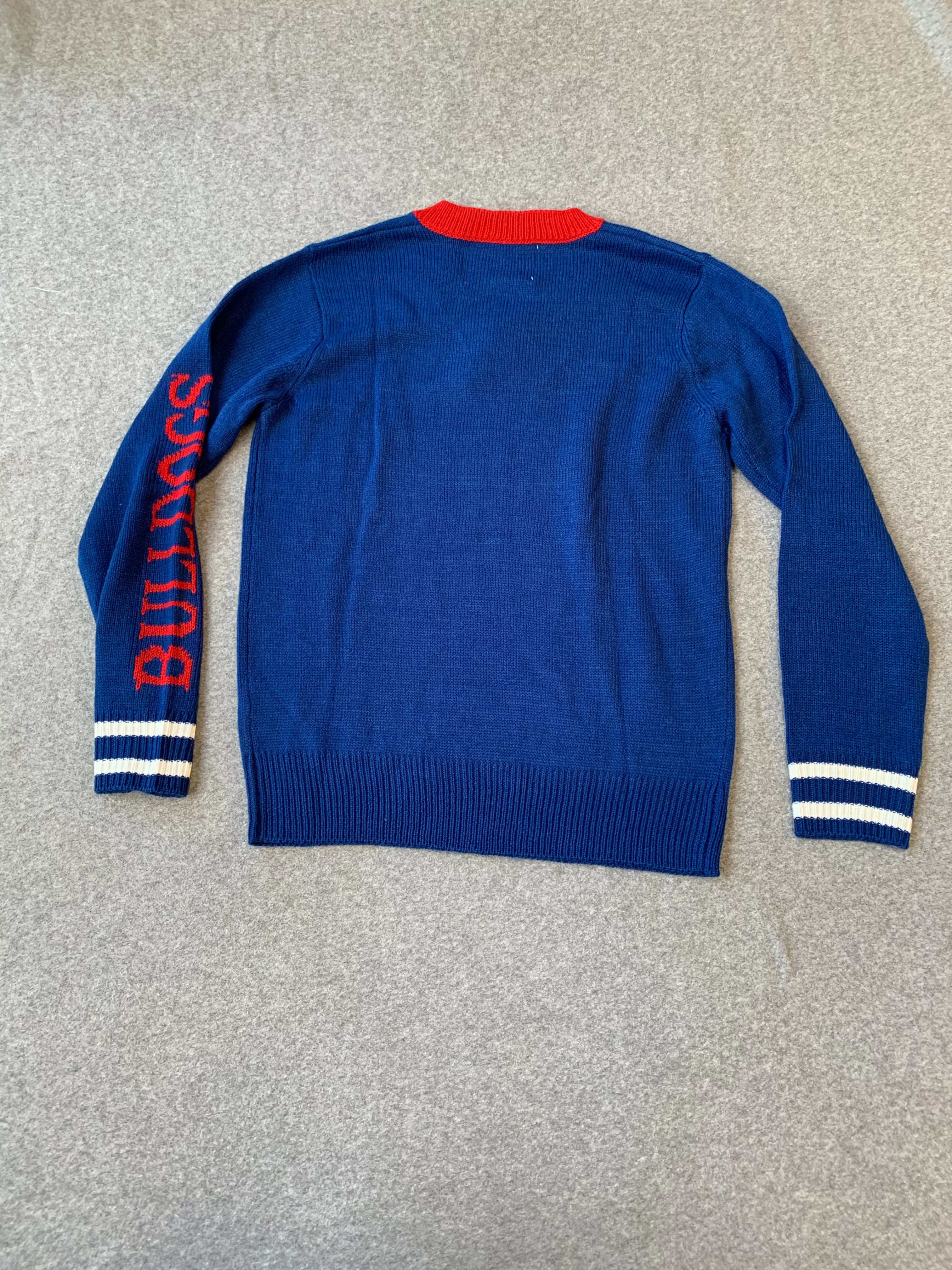 GONZAGA NAVY BLUE TRIBUTE SWEATER WITH RED V-NECK (UNISEX SIZING)