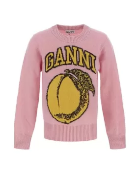 Graphic O-Neck Pullover Peach K1904