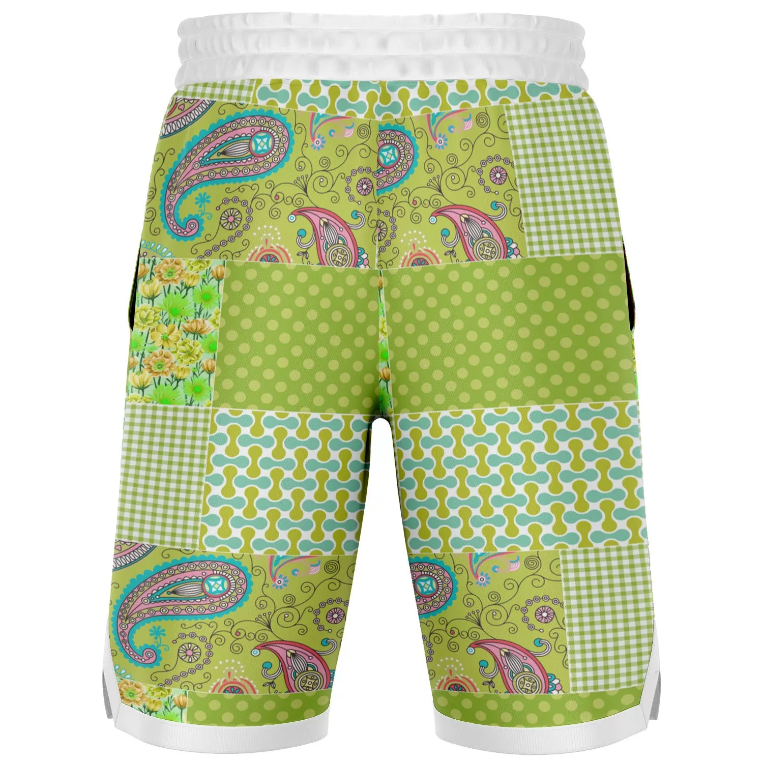 Green Anjou Pear Patchwork Basketball Shorts