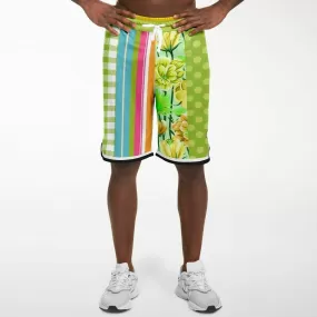 Green Anjou Pear Striped Basketball Shorts