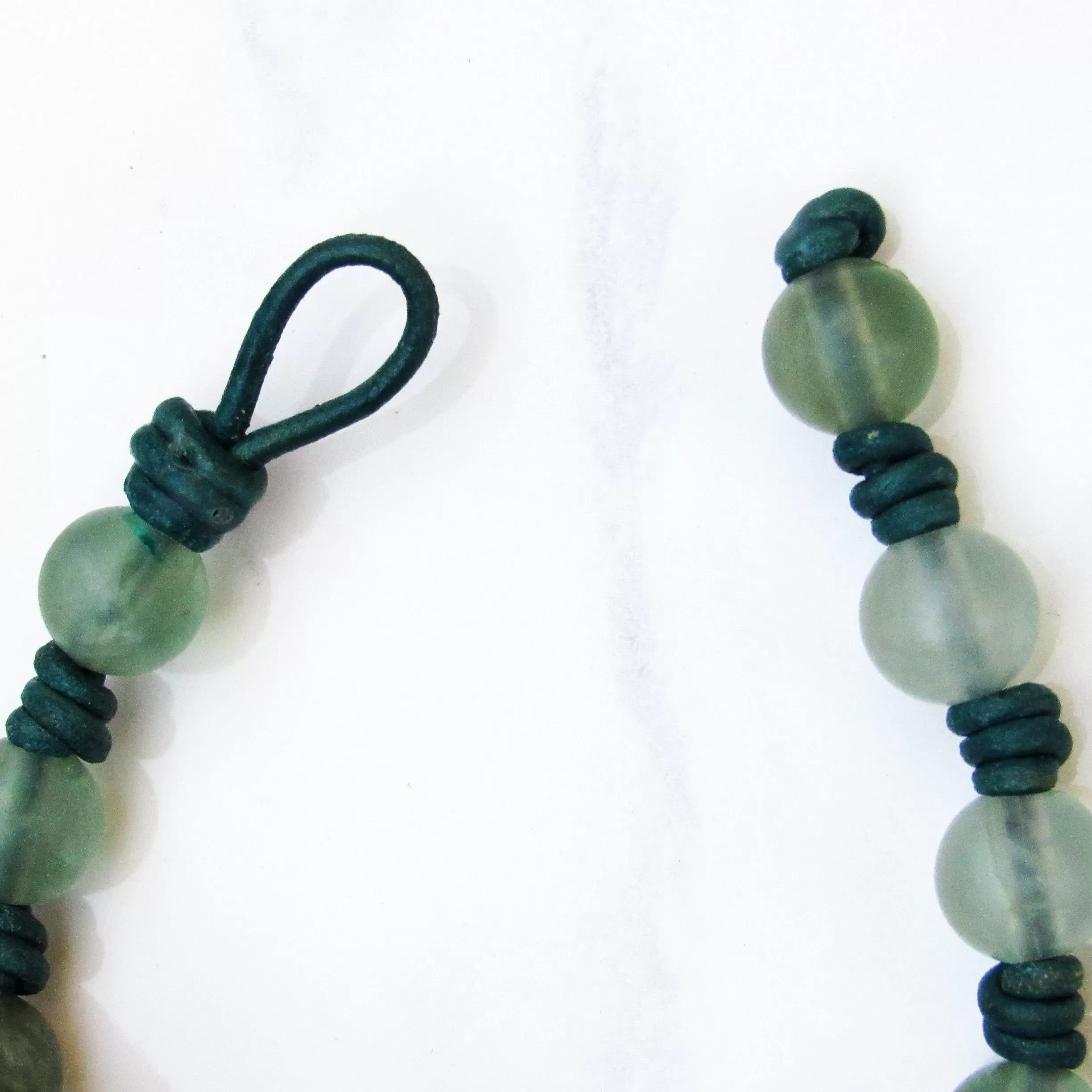 Green Leather Fluorite gemstone Hand Knotted Leather Bracelet