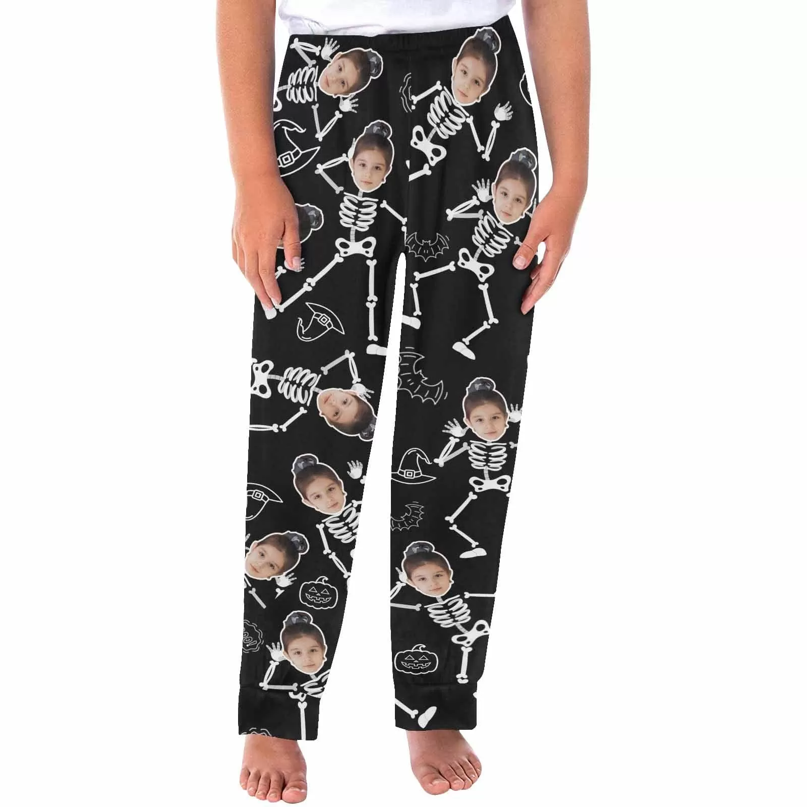 Halloween Family Matching Pajama Pants Custom Face Skeleton Tracksuit Halloween Party