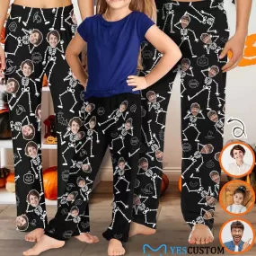 Halloween Family Matching Pajama Pants Custom Face Skeleton Tracksuit Halloween Party