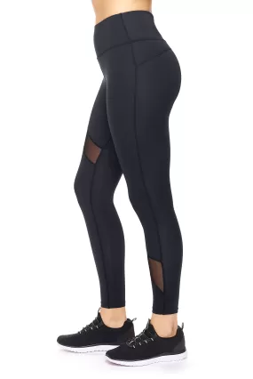 High-Waist Asymmetric Mesh Panel Leggings