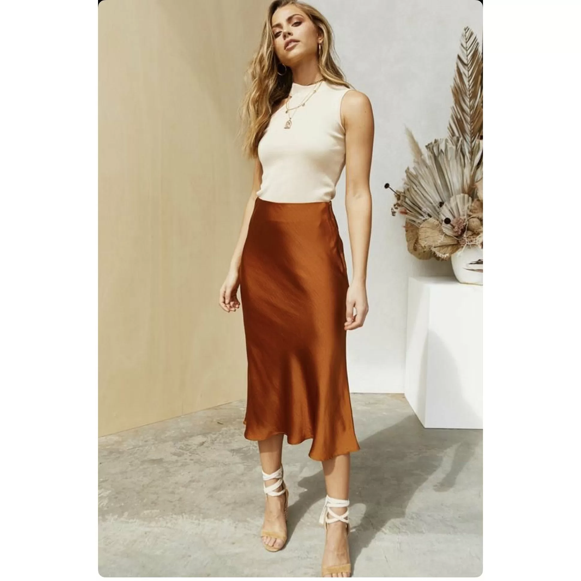 High Waisted Summer Satin Skirts