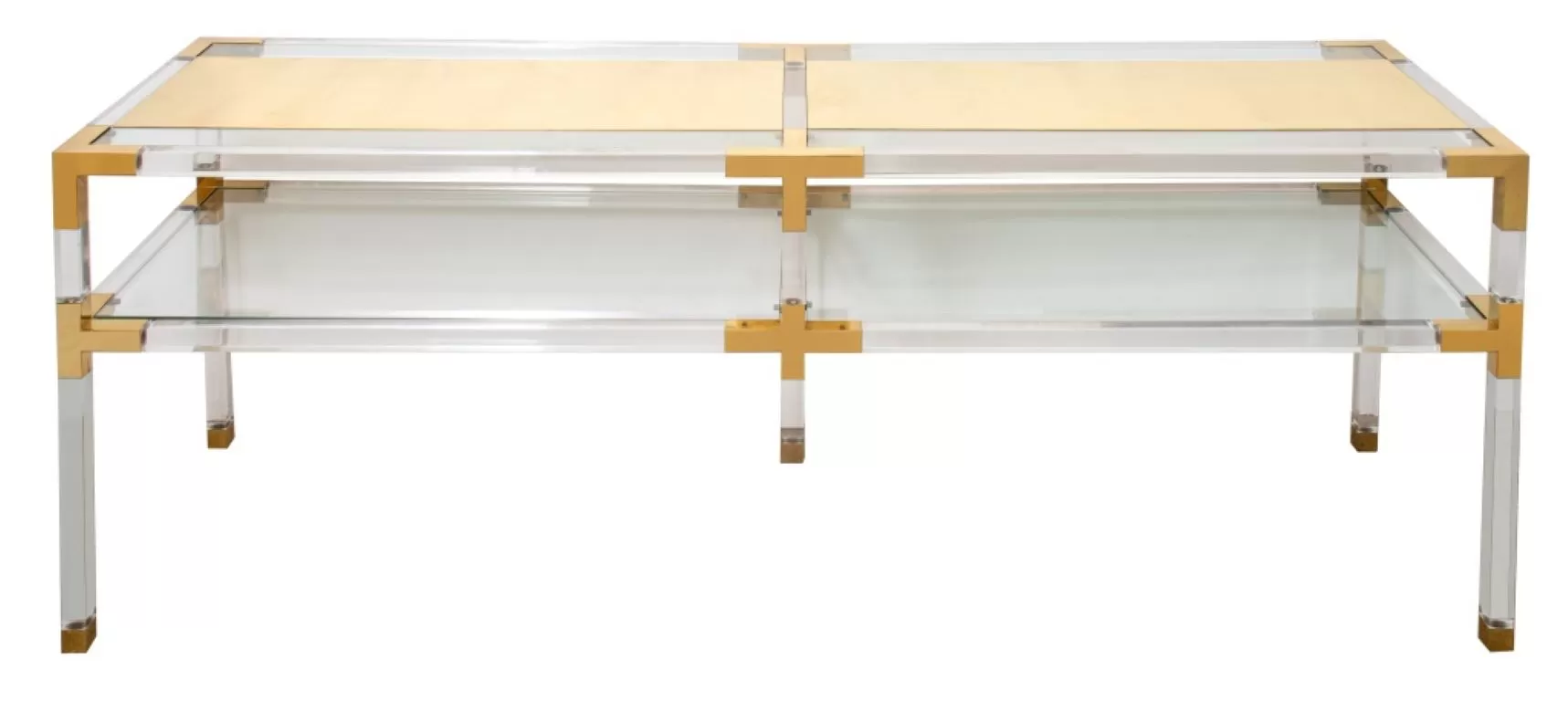 Hollis Jones Style Two-Tier Lucite & Brass Console