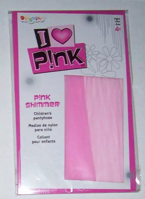 I Love Pink Shimmer Pantyhose Girls Size 4 