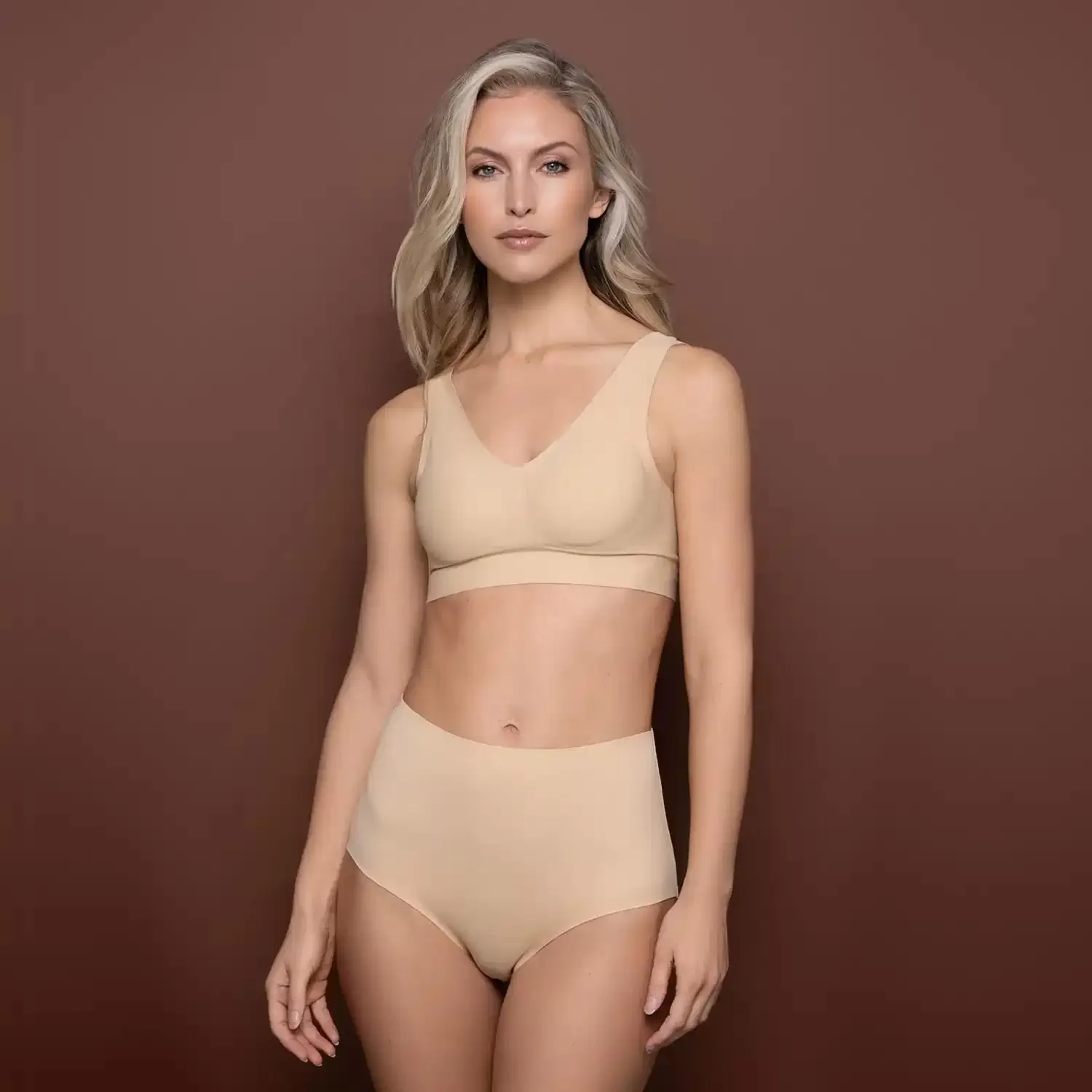 Invisible Mid Waist Brief - Beige