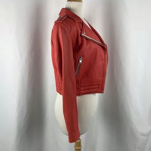 IRO OrangeLeather Moto Jacket