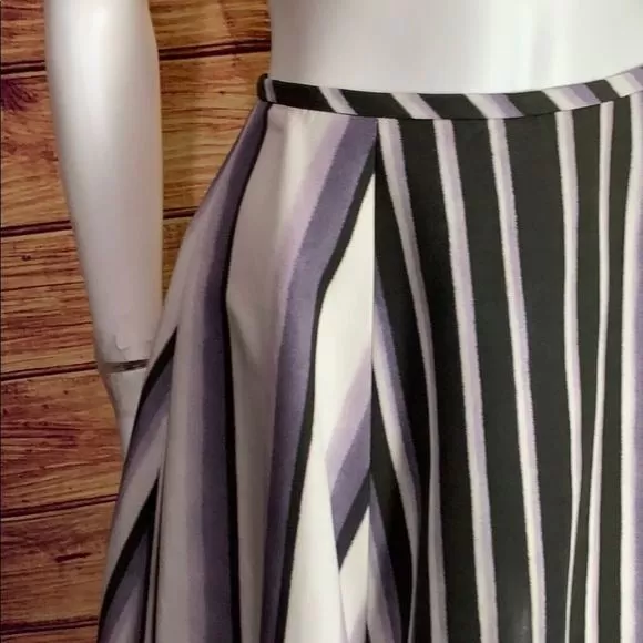 JasonWuLilac & Brown Stripe Flare Midi Skirt