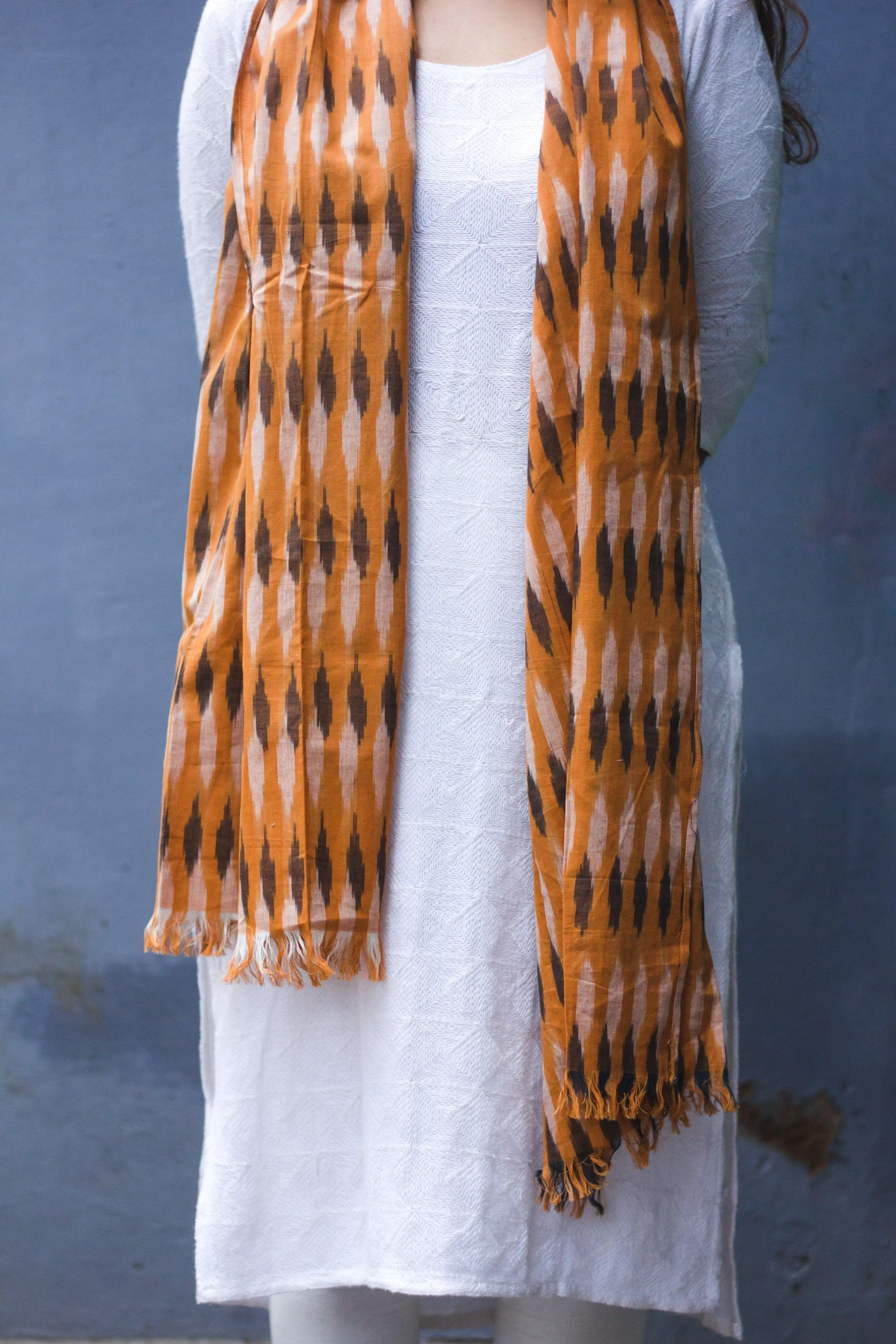 Kaisori Ikkat Yellow Ochre stole