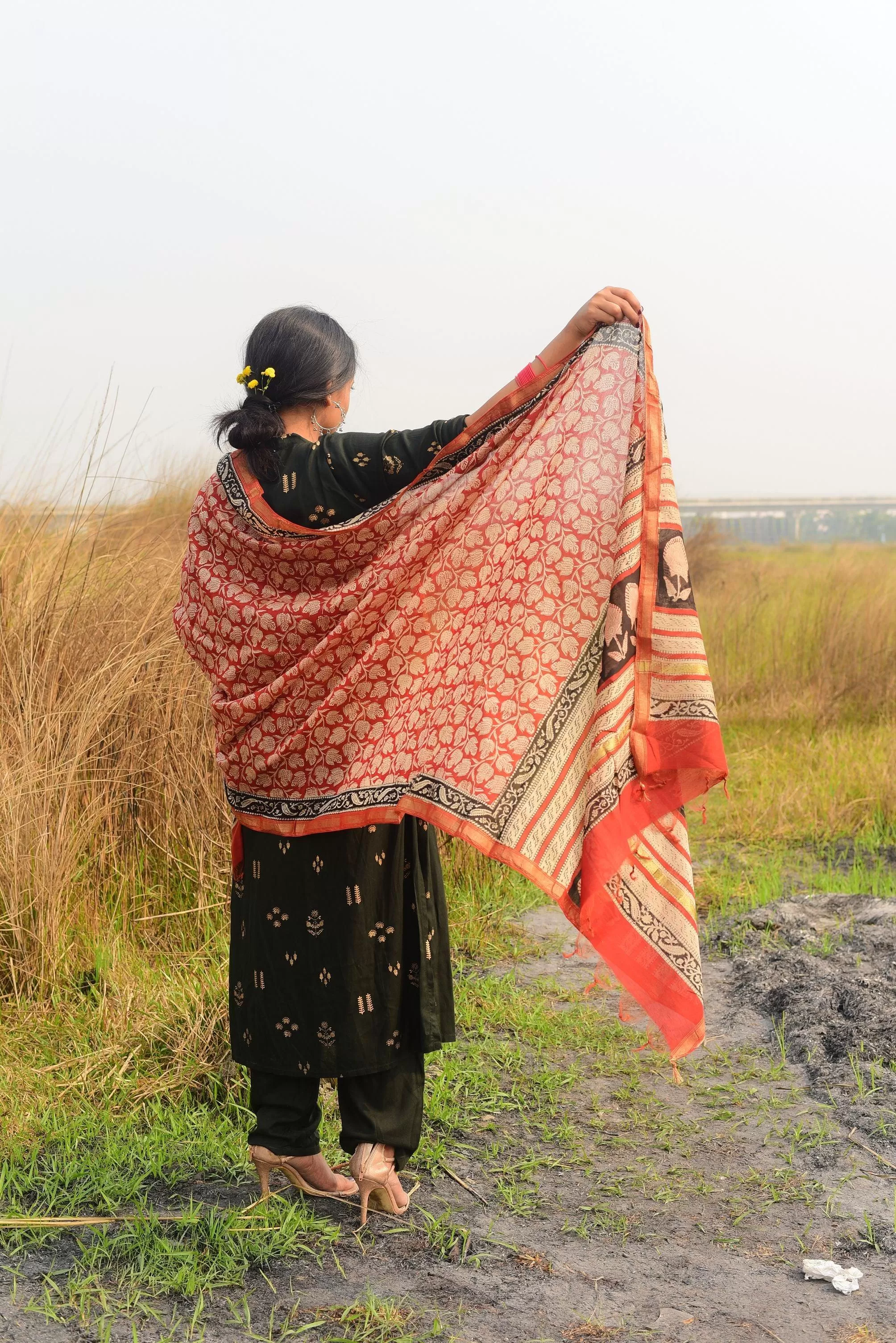 Kaisori Noor collection - Bagru Syahi Begar dupatta