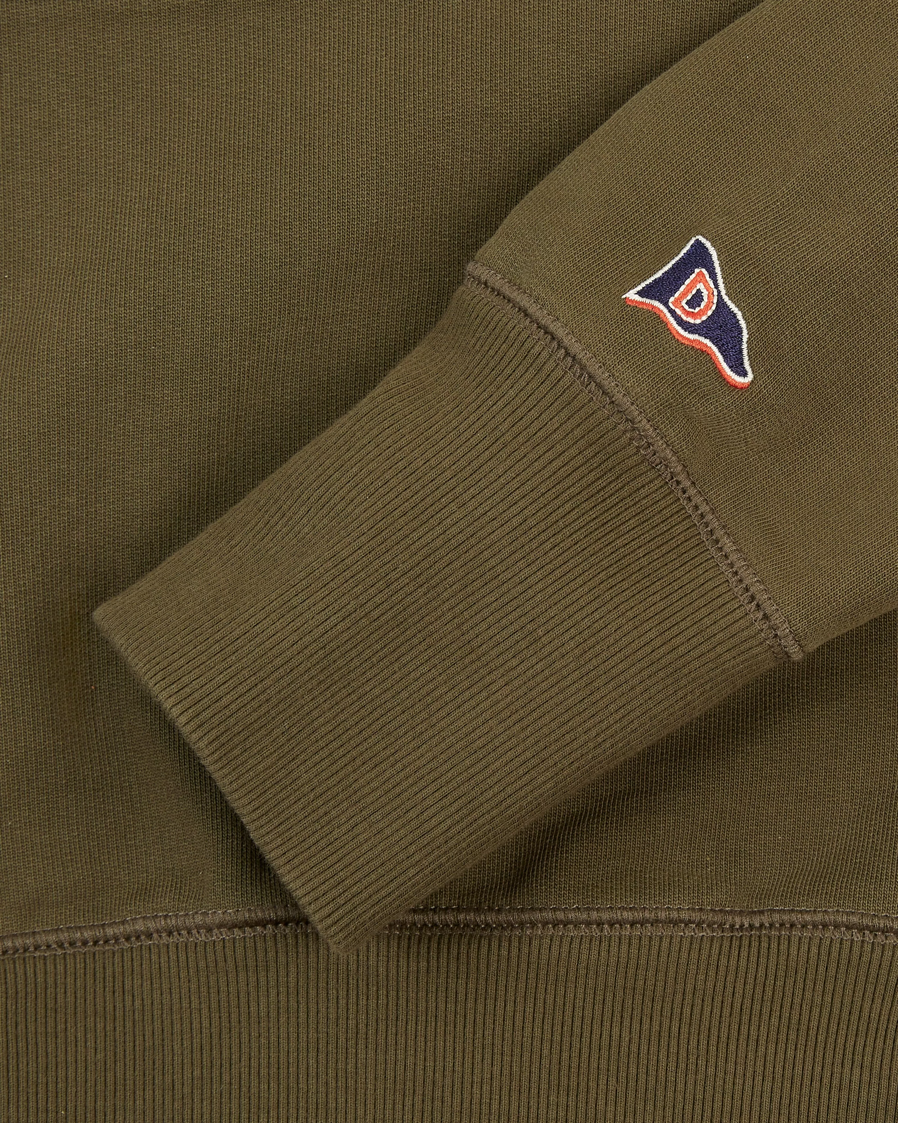 Khaki Green Cotton Quarter Zip Sweatshirt