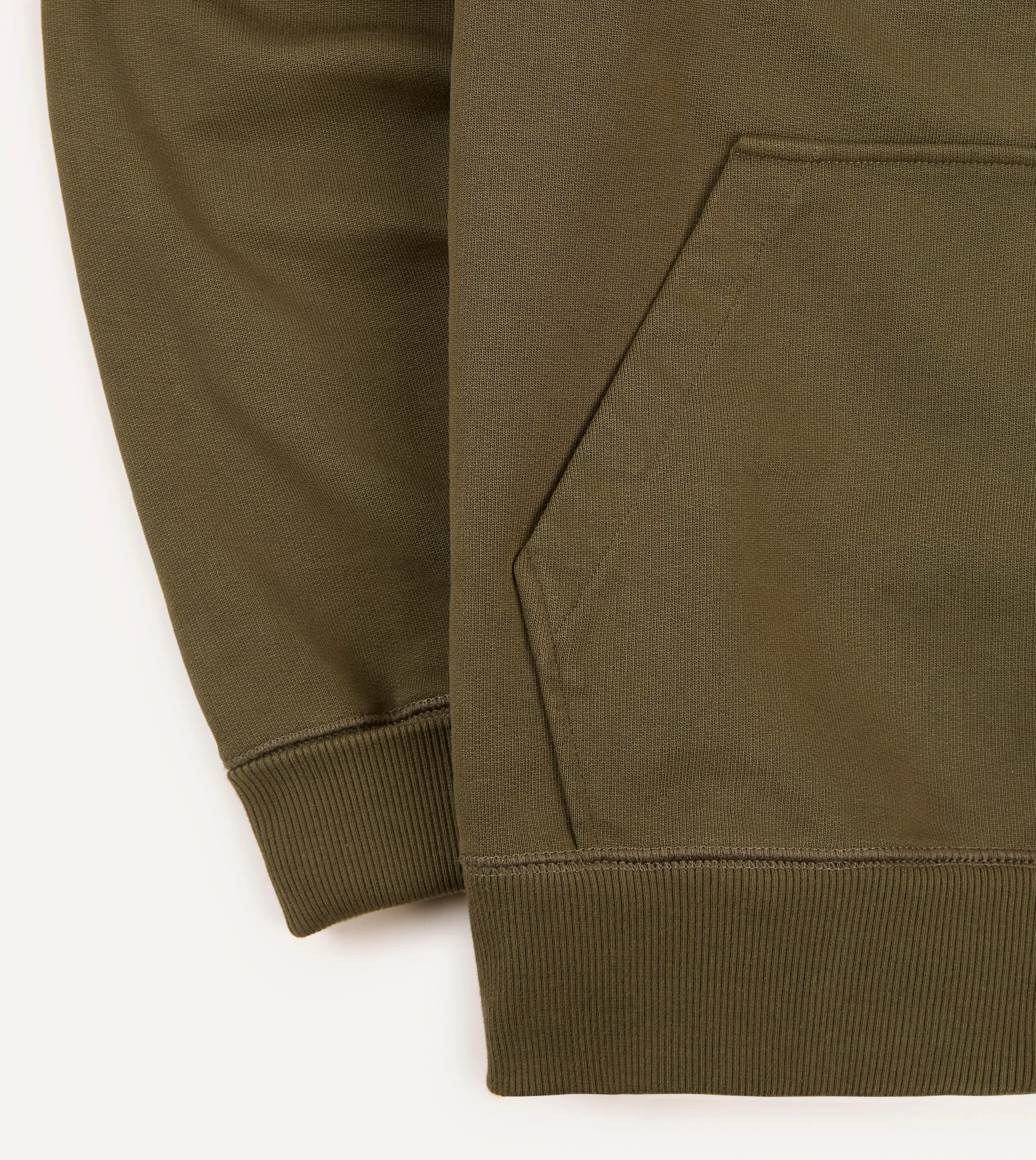 Khaki Green Cotton Quarter Zip Sweatshirt