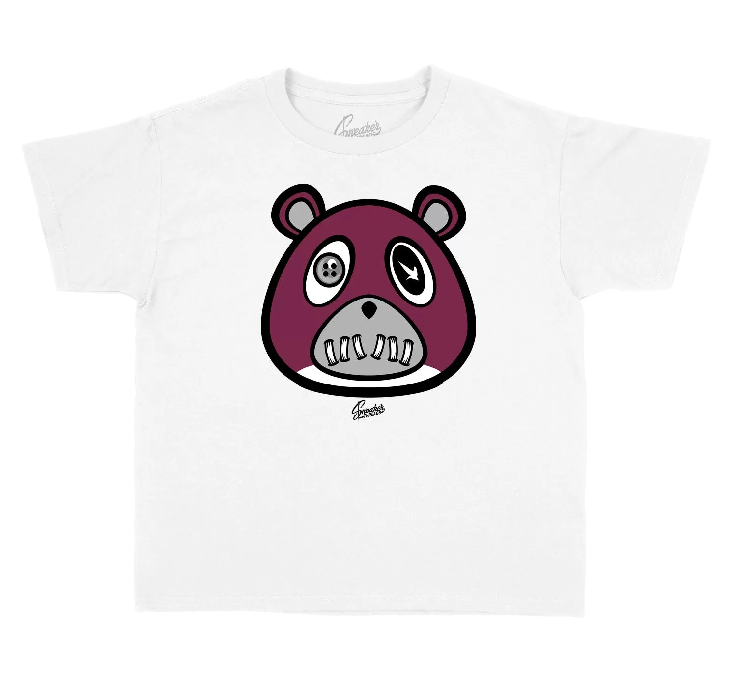 Kids Burgundy 8 Shirt - ST Bear - White