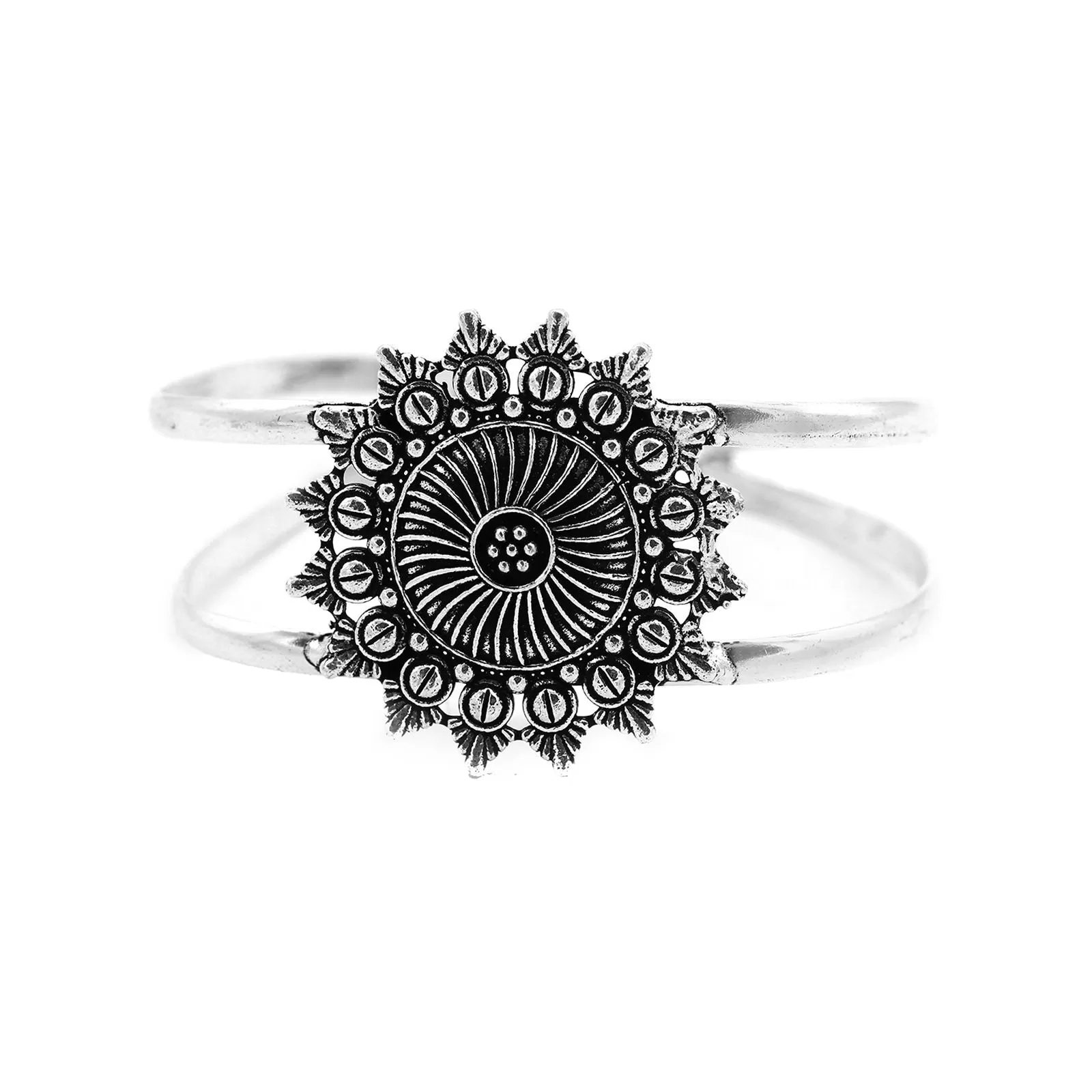 Kimaya Mandala Silver Oxidized Cuff