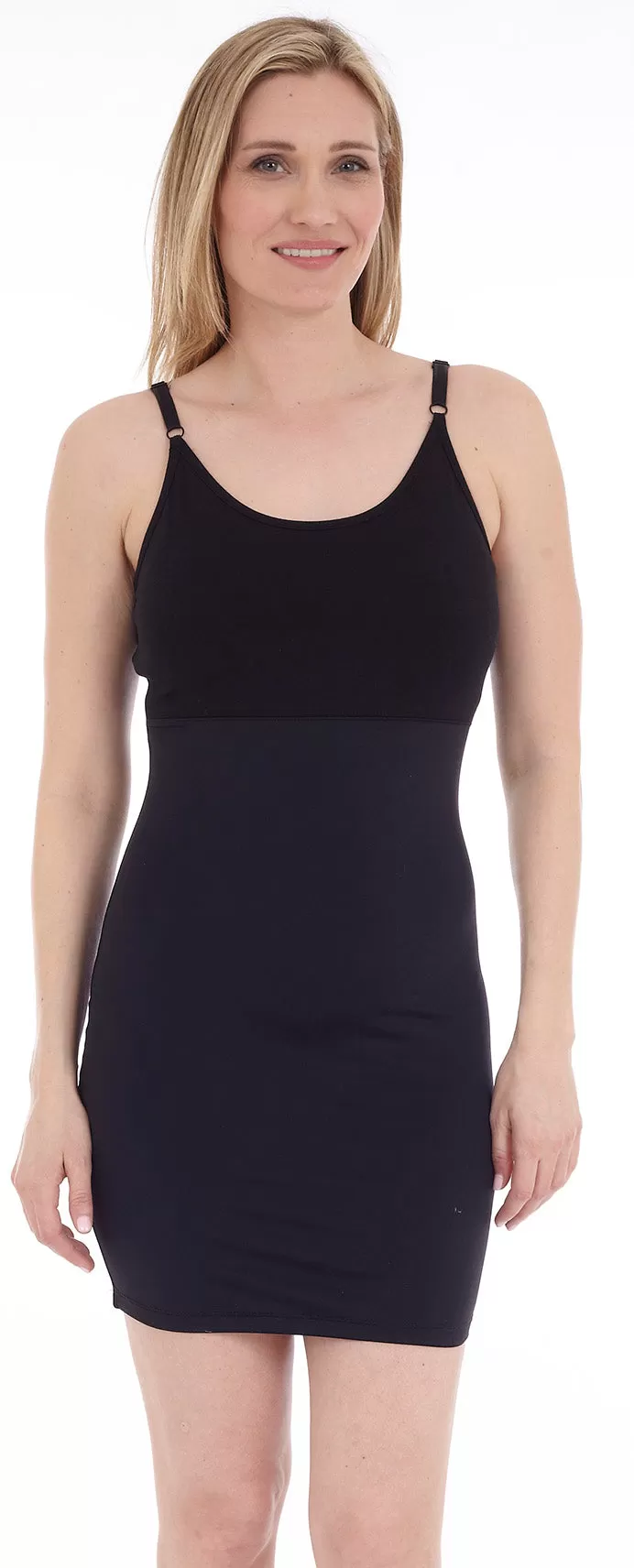 Knee Length Shapewear Dress with Adjustable Shoulder Straps Style SH-300LSB