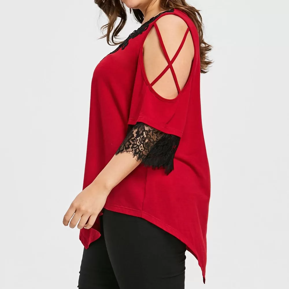 Lace Off Shoulder Loose Tops