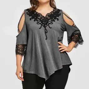 Lace Off Shoulder Loose Tops