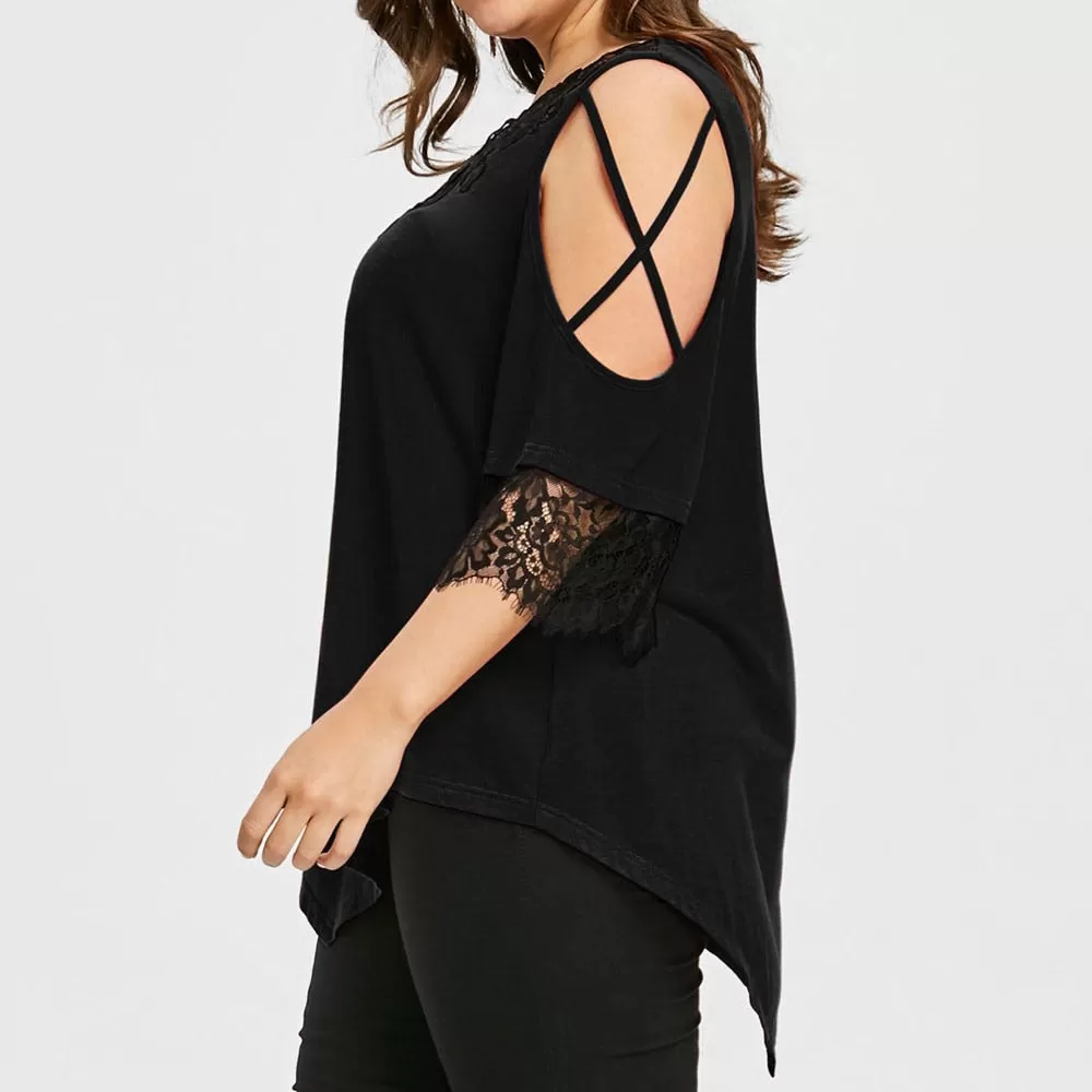 Lace Off Shoulder Loose Tops