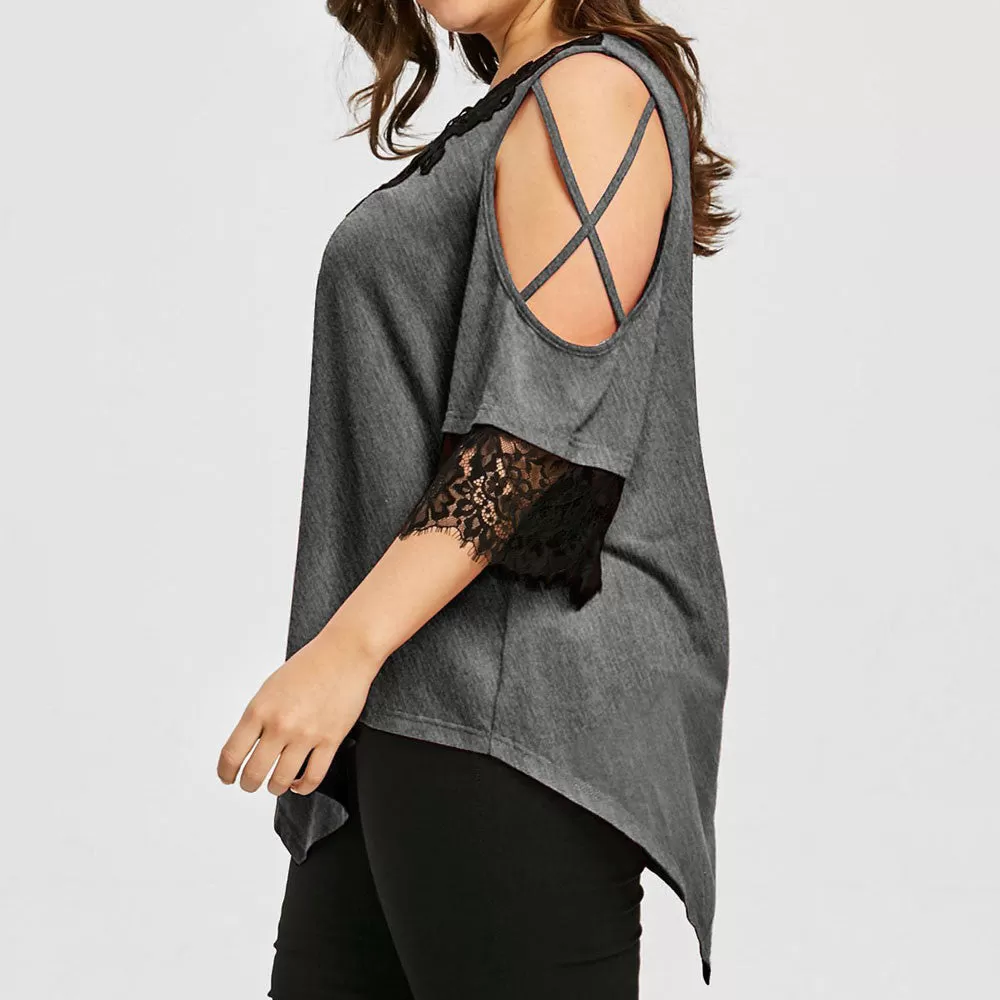 Lace Off Shoulder Loose Tops