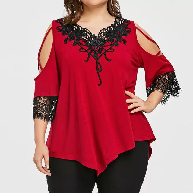 Lace Off Shoulder Loose Tops