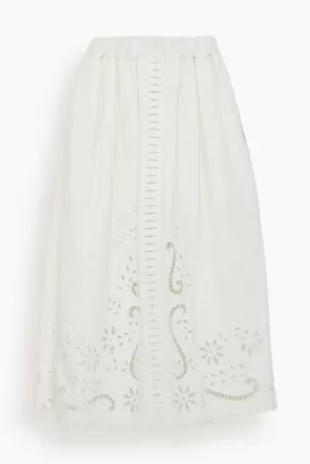 Liat Embroidery Skirt in White