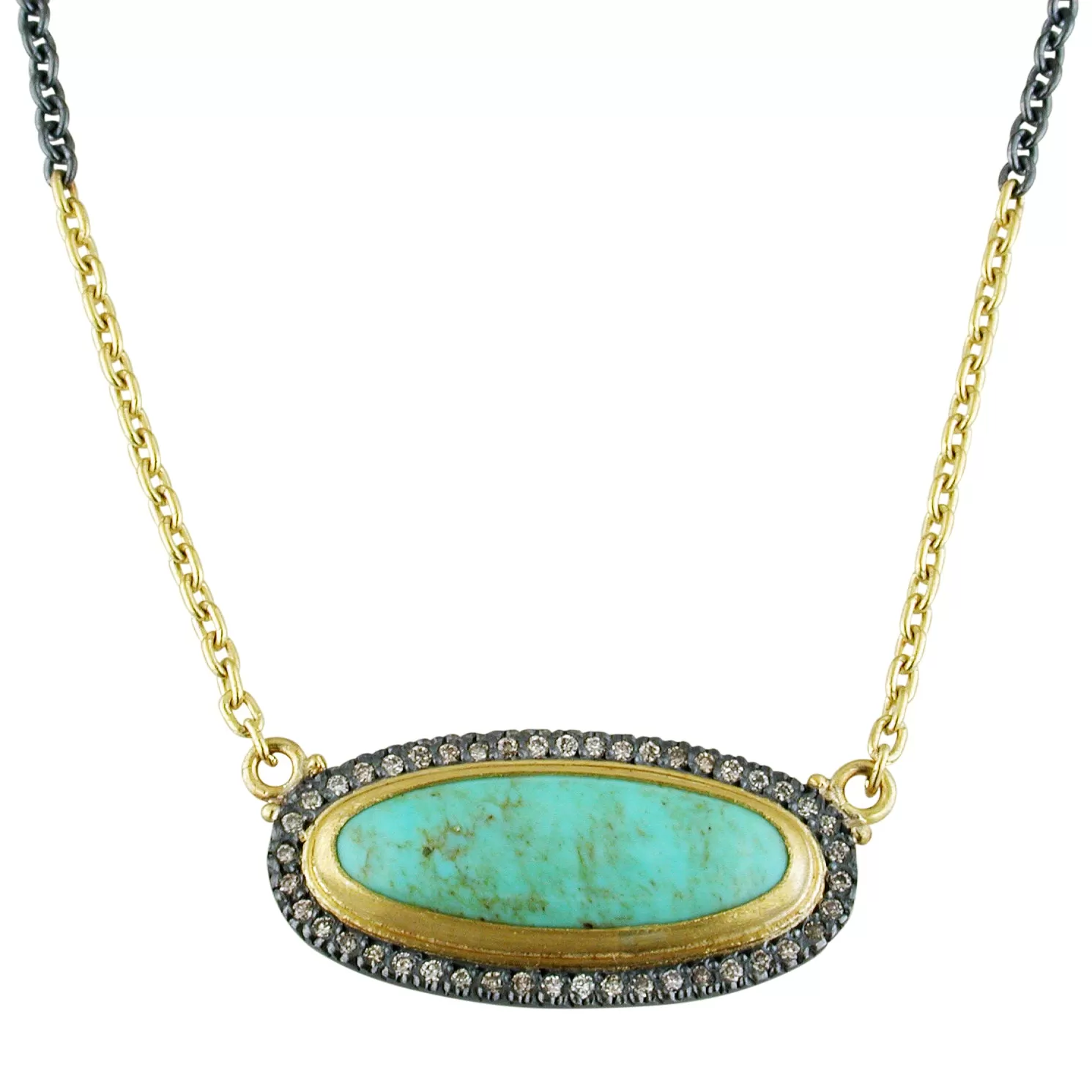 Lika Behar My World Necklace with Oval Kingman Turquoise 16-18 MY-N-120-GXCDTQ