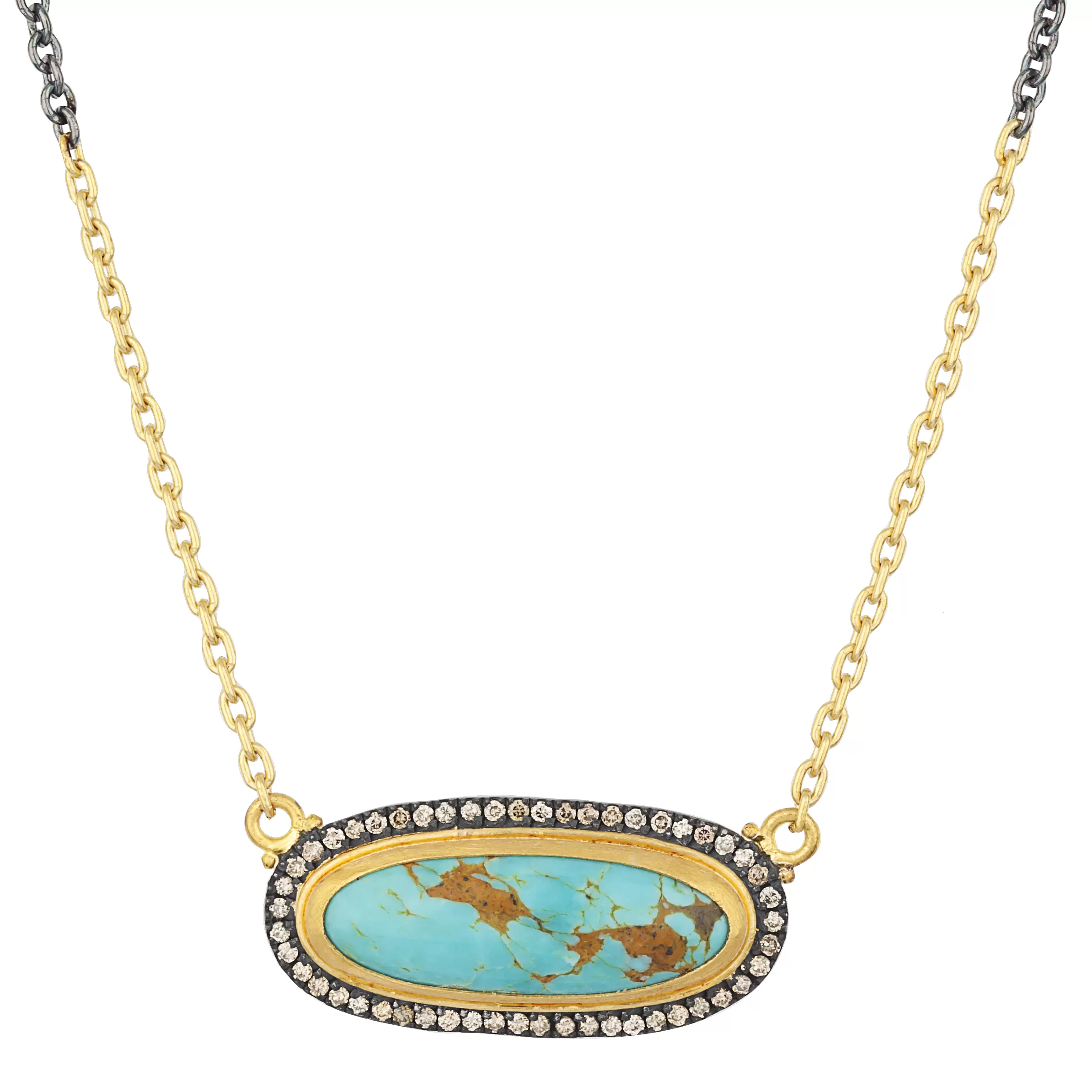 Lika Behar My World Necklace with Oval Kingman Turquoise 16-18 MY-N-120-GXCDTQ