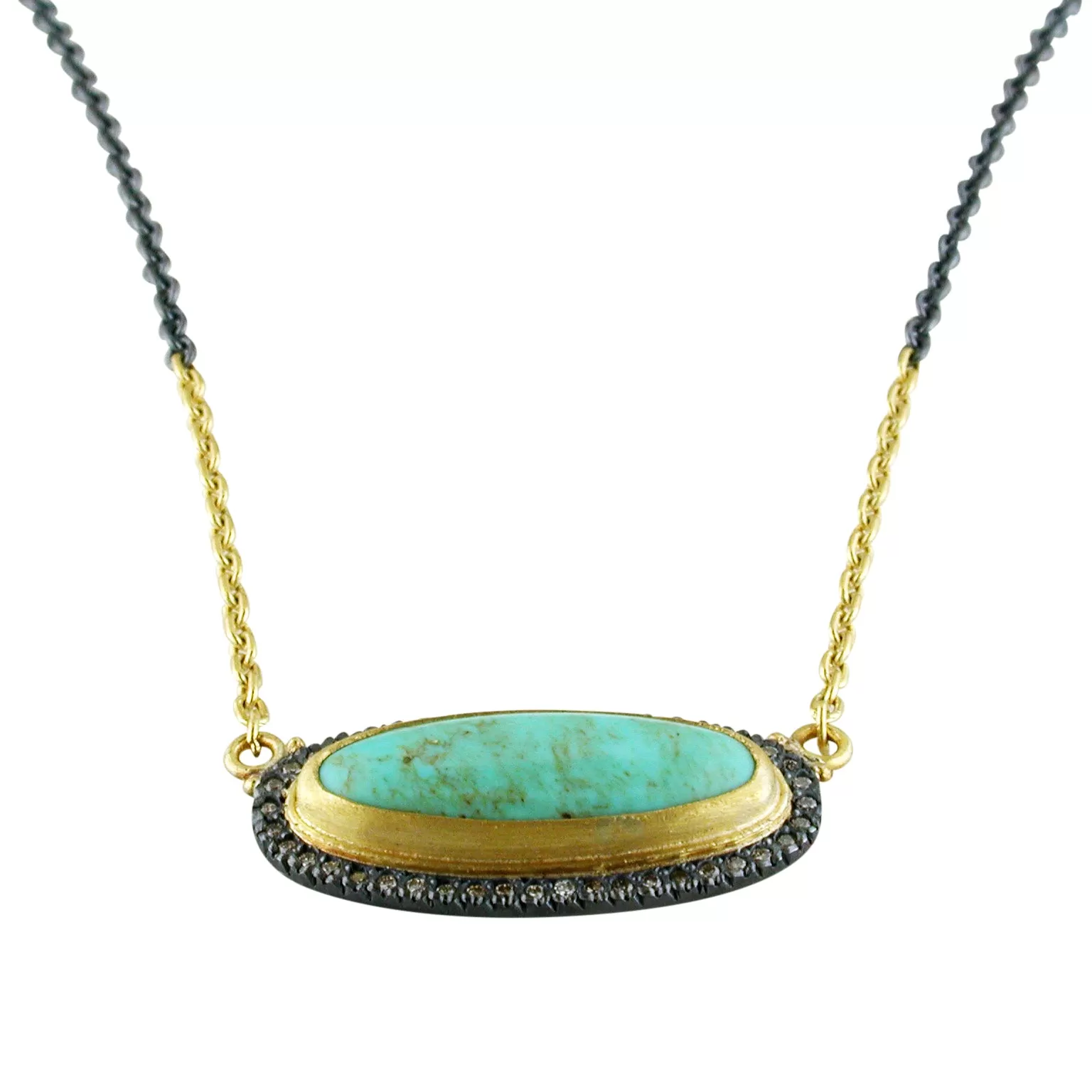 Lika Behar My World Necklace with Oval Kingman Turquoise 16-18 MY-N-120-GXCDTQ