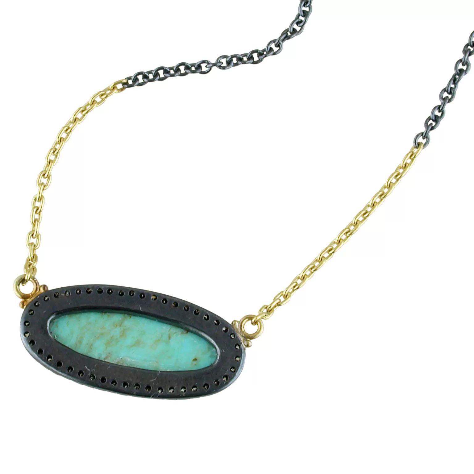 Lika Behar My World Necklace with Oval Kingman Turquoise 16-18 MY-N-120-GXCDTQ