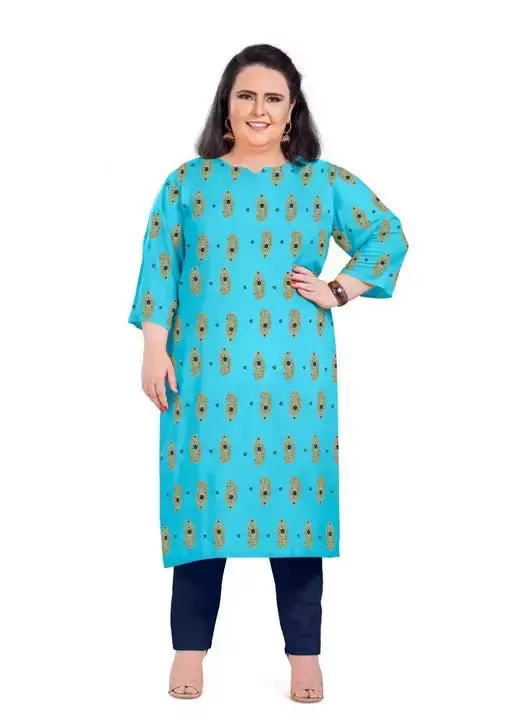 Like Mom Like Daughter - Minakari Sky Blue Pure Rayon With Handwork Daily Wear Kurti