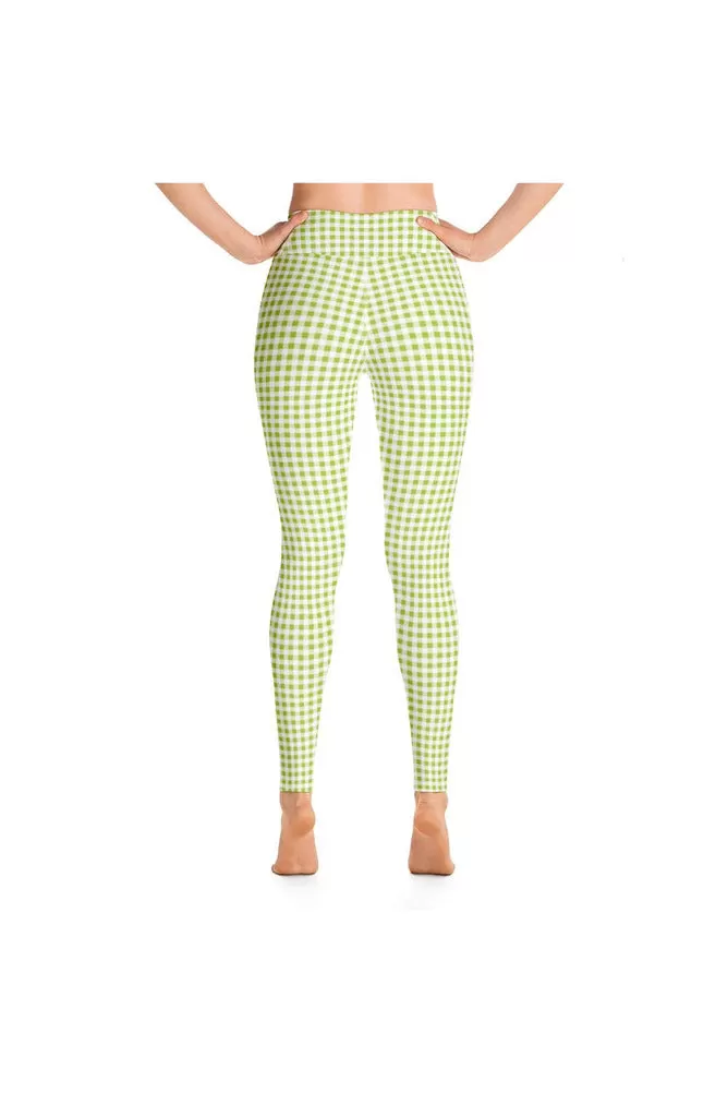 Lime Green Gingham Yoga Leggings