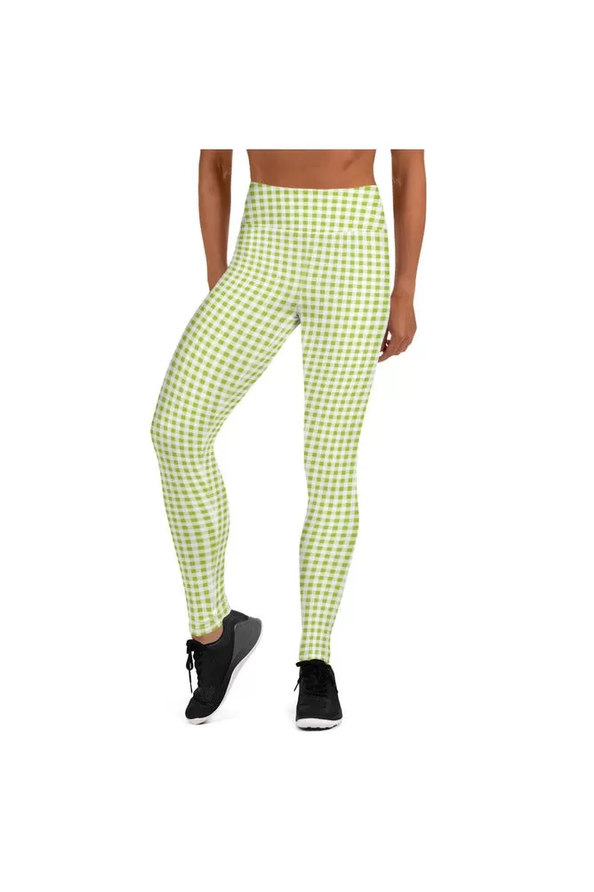 Lime Green Gingham Yoga Leggings