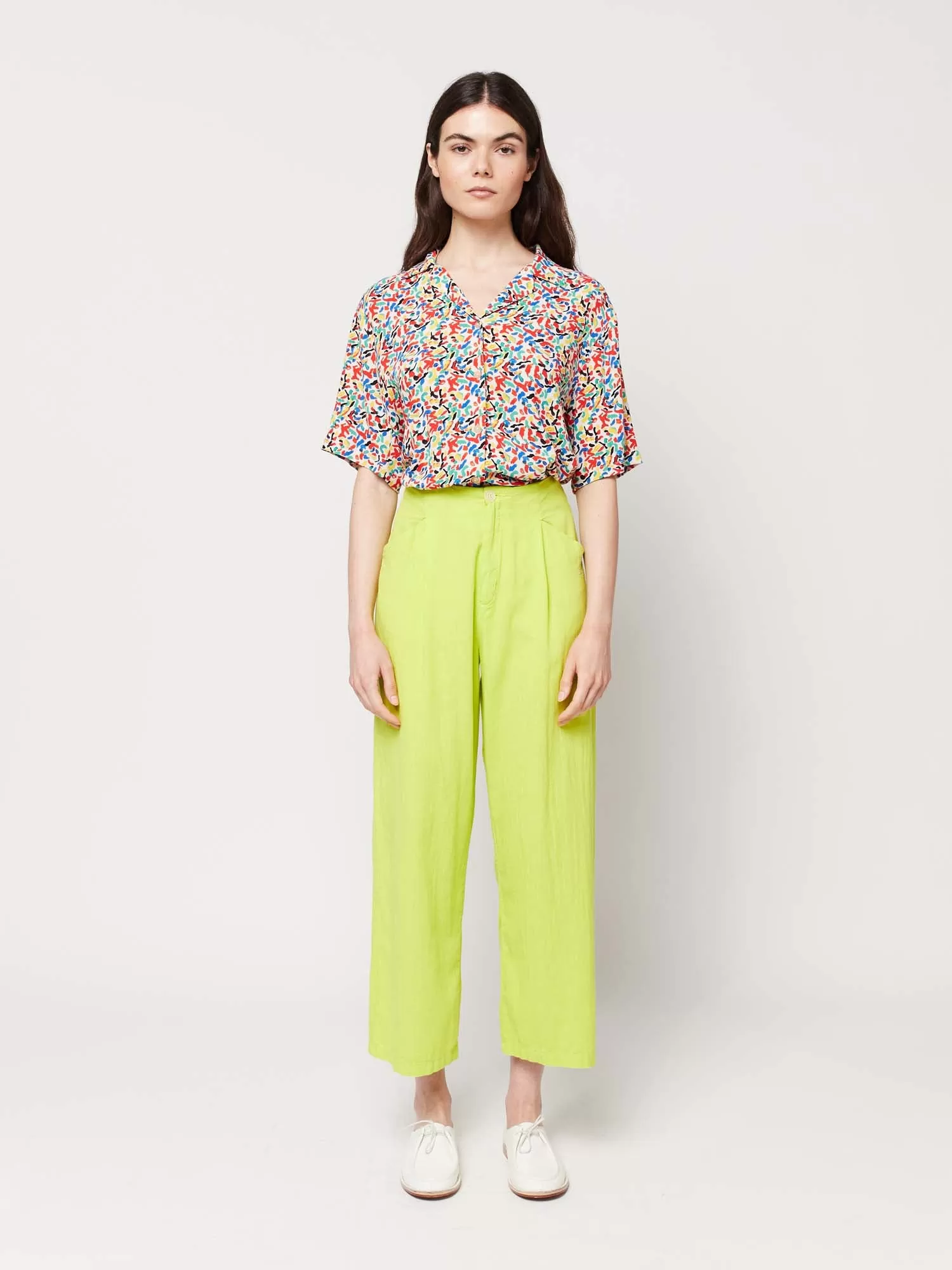 Linen Blend Pleated Culotte