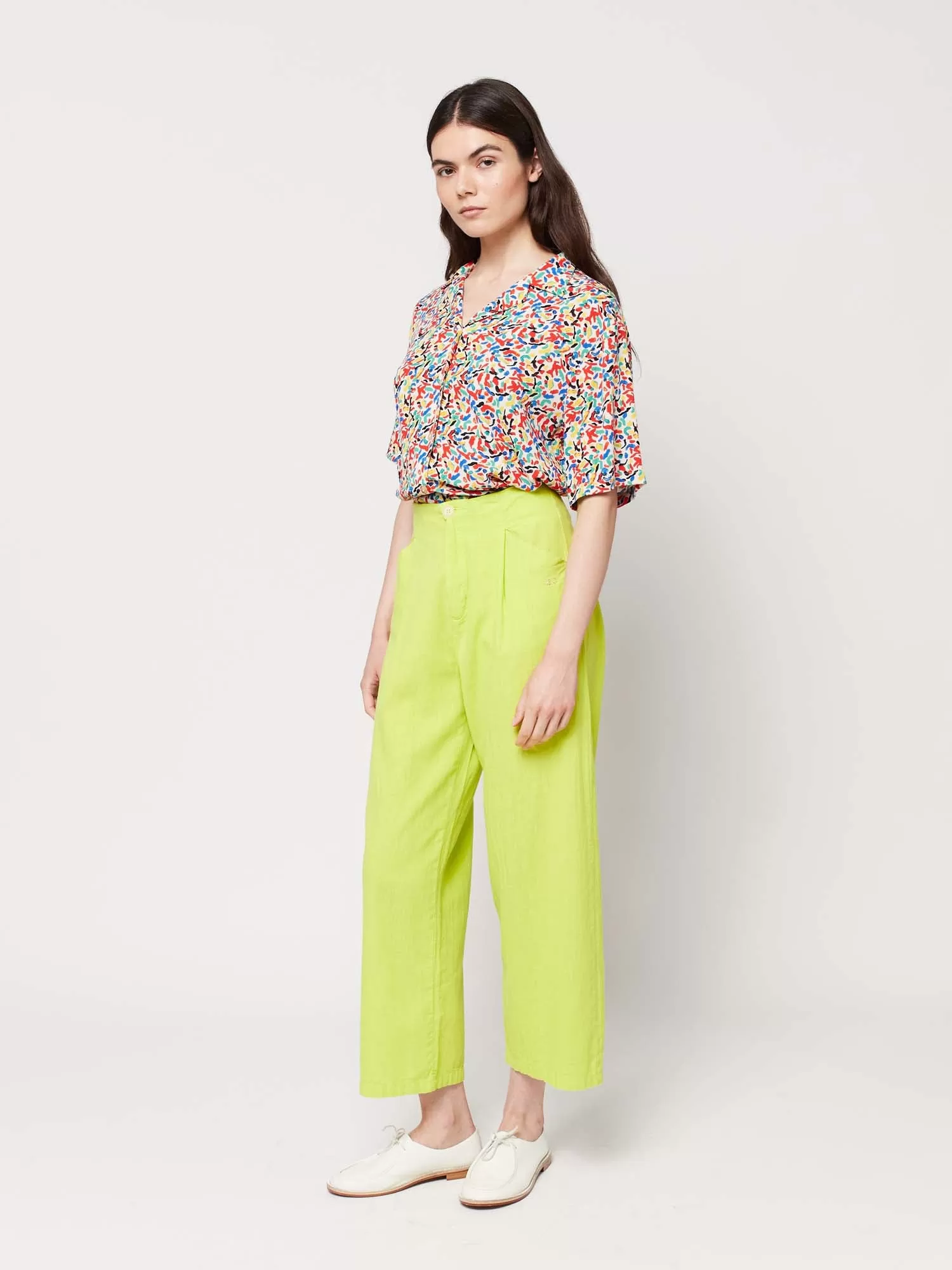 Linen Blend Pleated Culotte