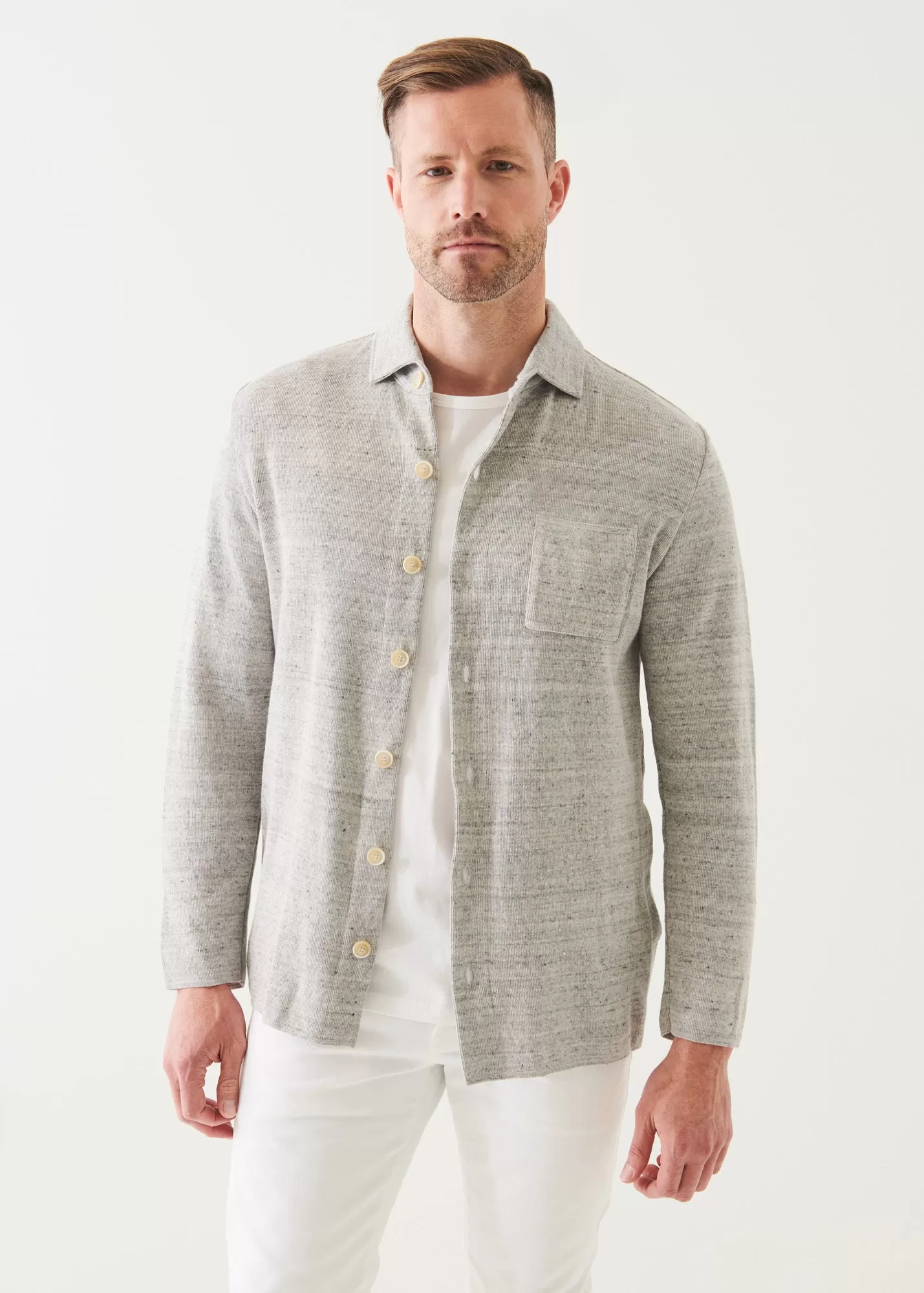 LINEN COTTON BLEND SHIRT JACKET