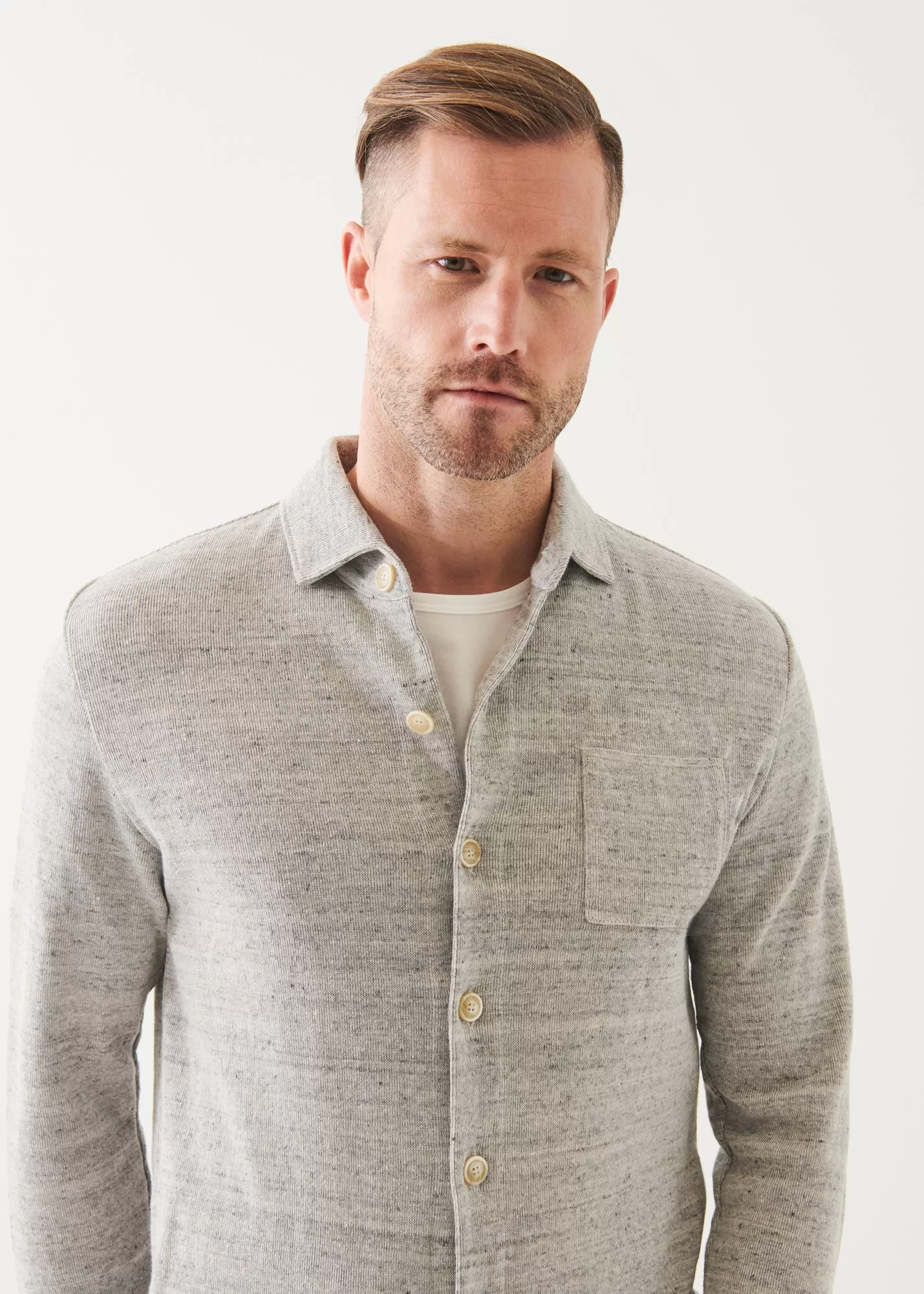 LINEN COTTON BLEND SHIRT JACKET