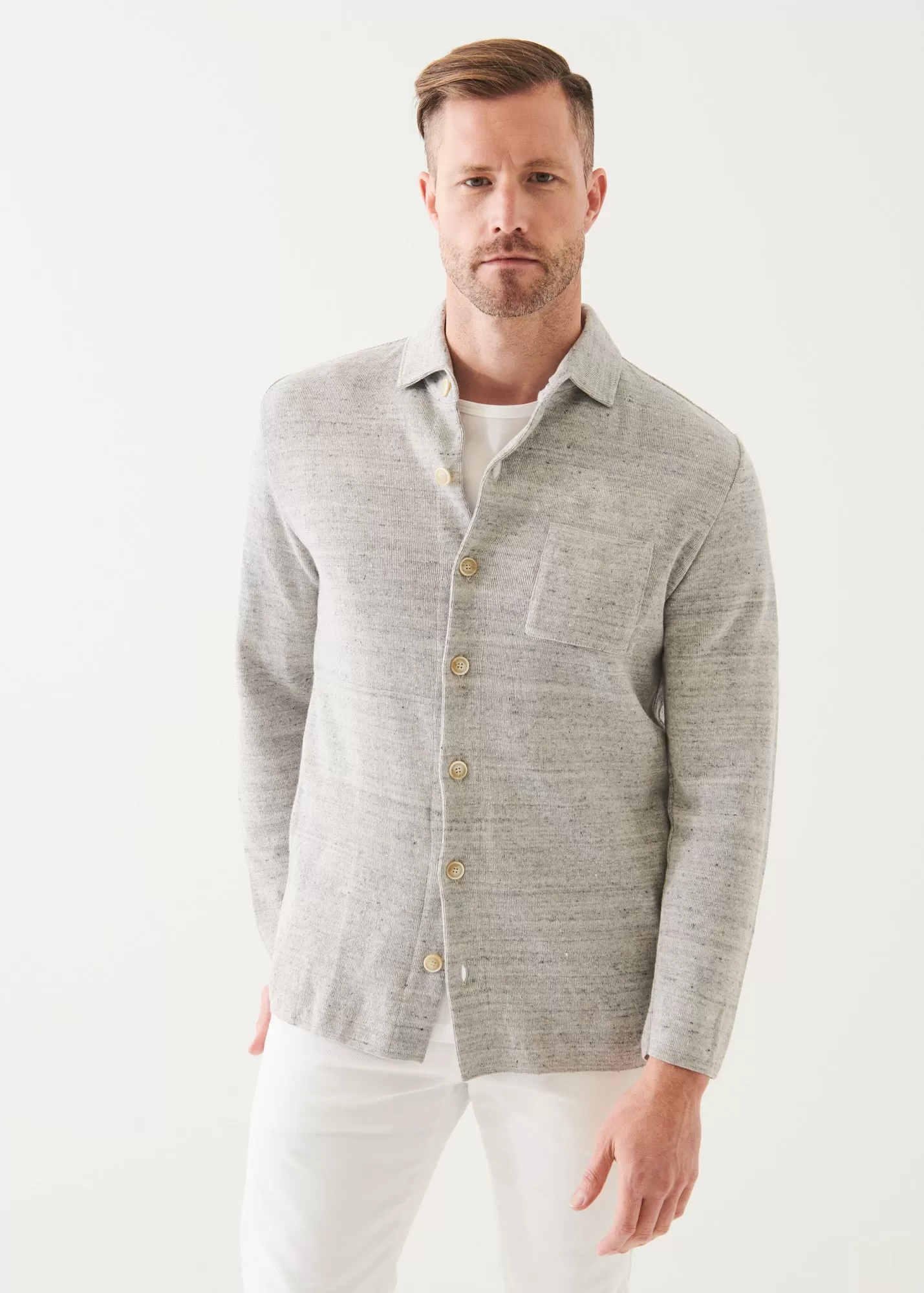 LINEN COTTON BLEND SHIRT JACKET