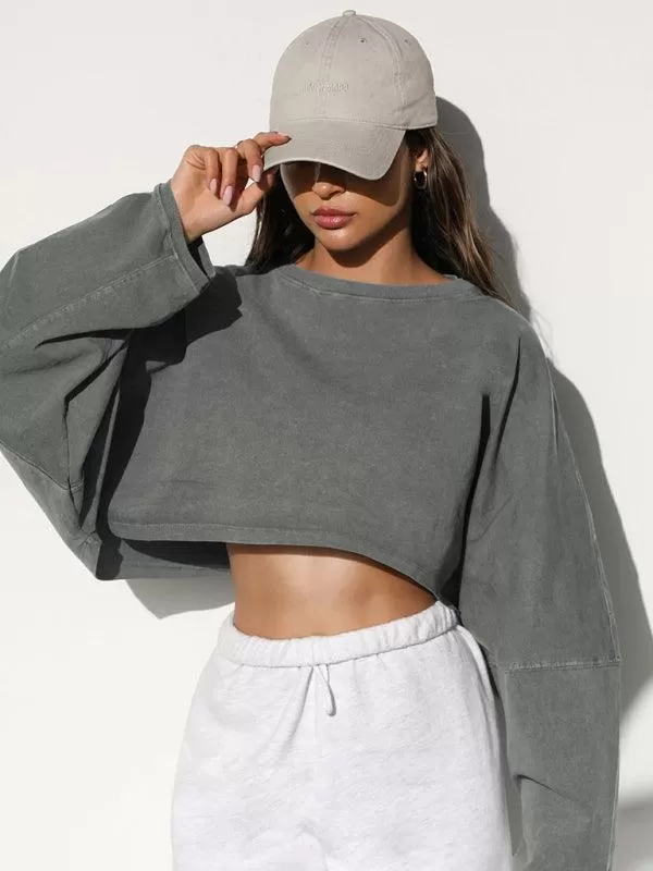 Loose Women Crop Sweatshirt