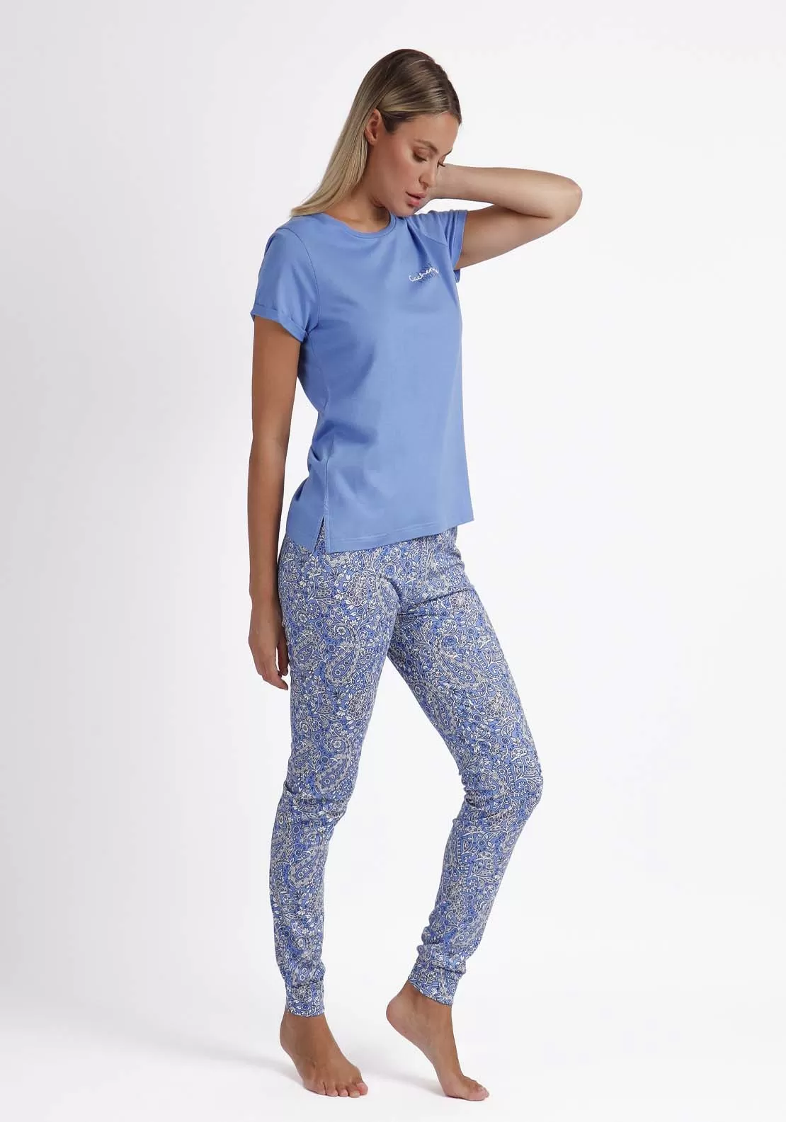 Love Cashmere Short Sleeve Pajamas - Blue