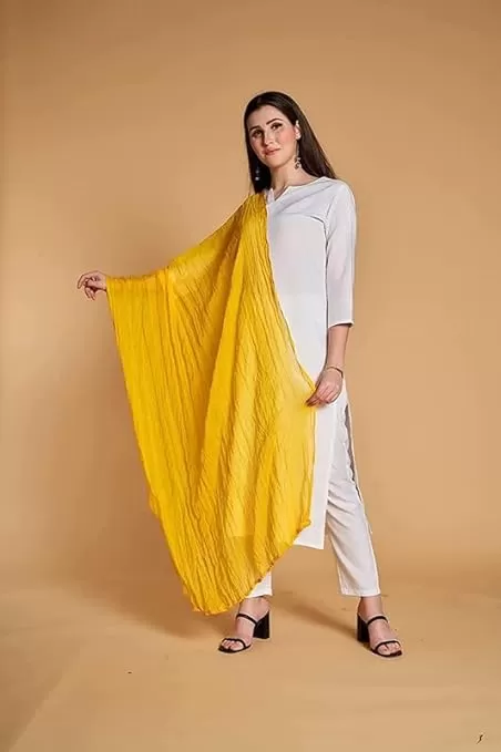 Mango Yellow Chiffon Solid Dupatta