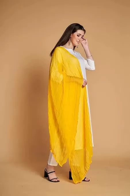 Mango Yellow Chiffon Solid Dupatta