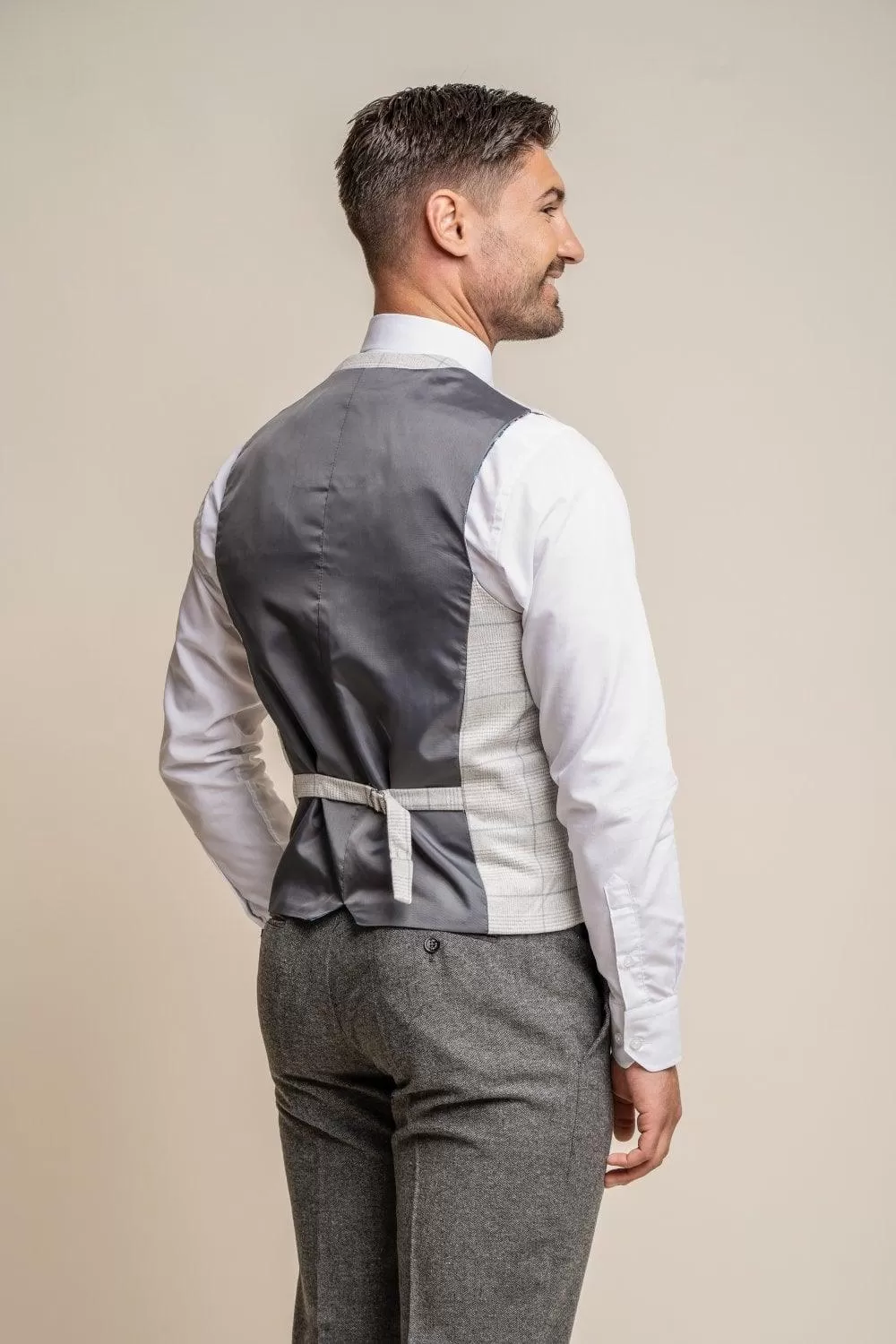 Martez Grey Suit With Radika Check Waistcoat