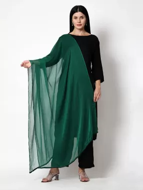 Measuring Dark Green Color Women's Chiffon Dupatta