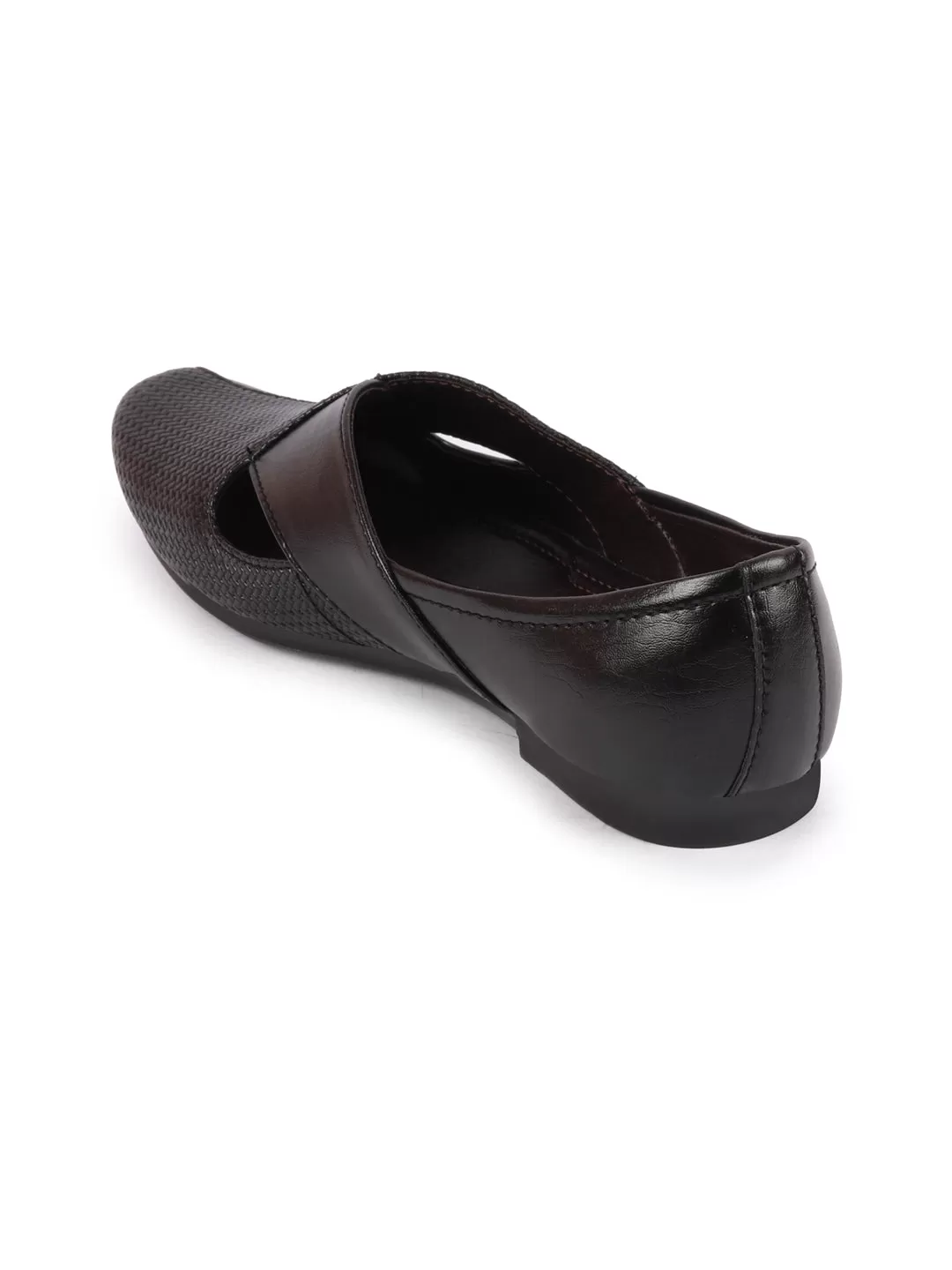 Men Black Embossed Design Ethnic Party Slip On Juttis and Mojaris