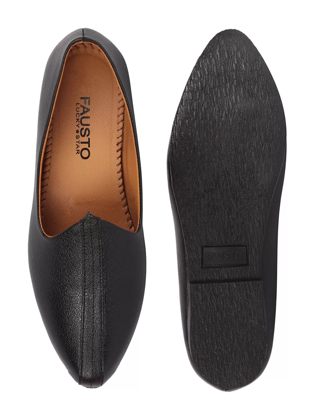 Men Black Ethnic Slip-On Jutis and Mojaris