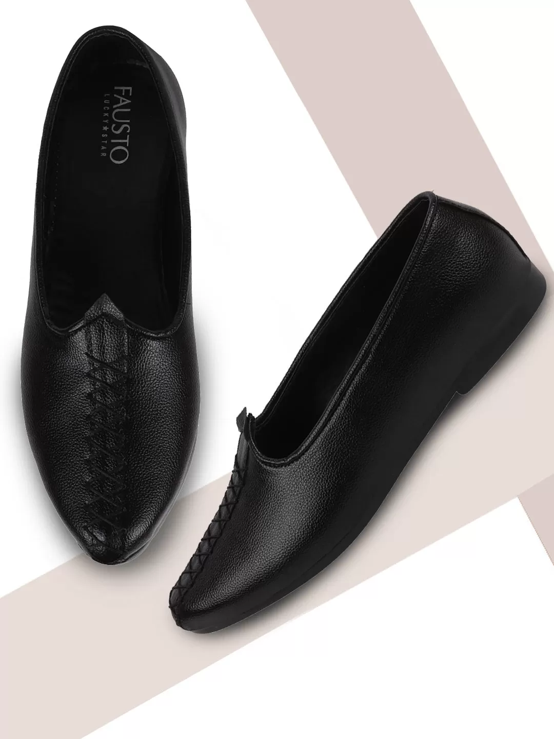 Men Ethnic Black Hand Stitched Juttis & Mojaris